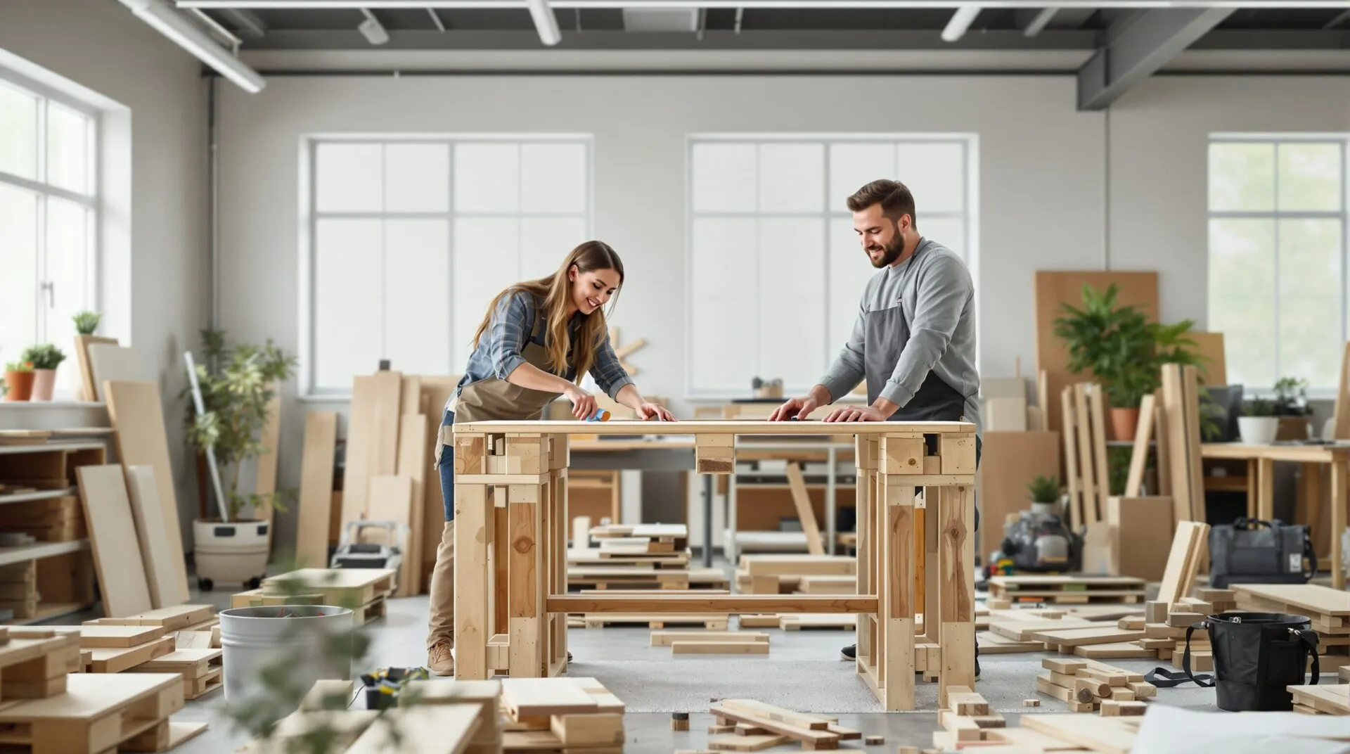 bureau en palettes de bois