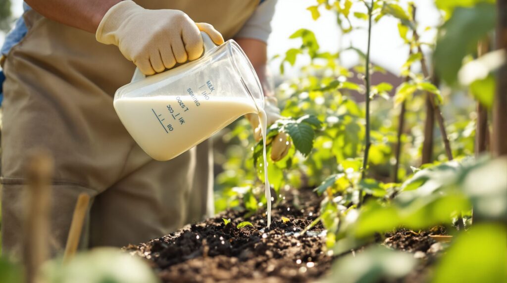 arroser les tomates avec du lait
