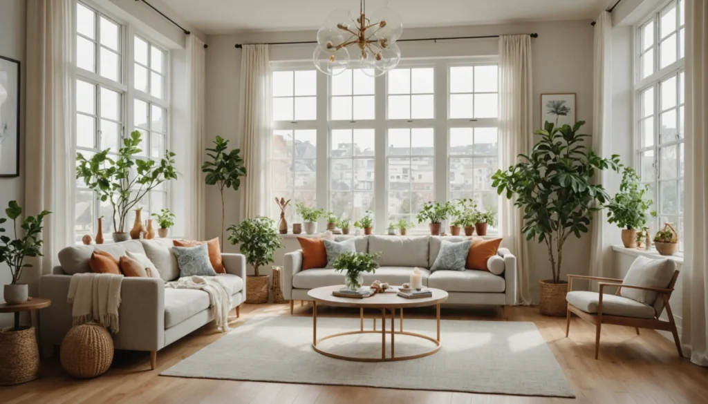 décorer les fenêtres du salon sans rideaux