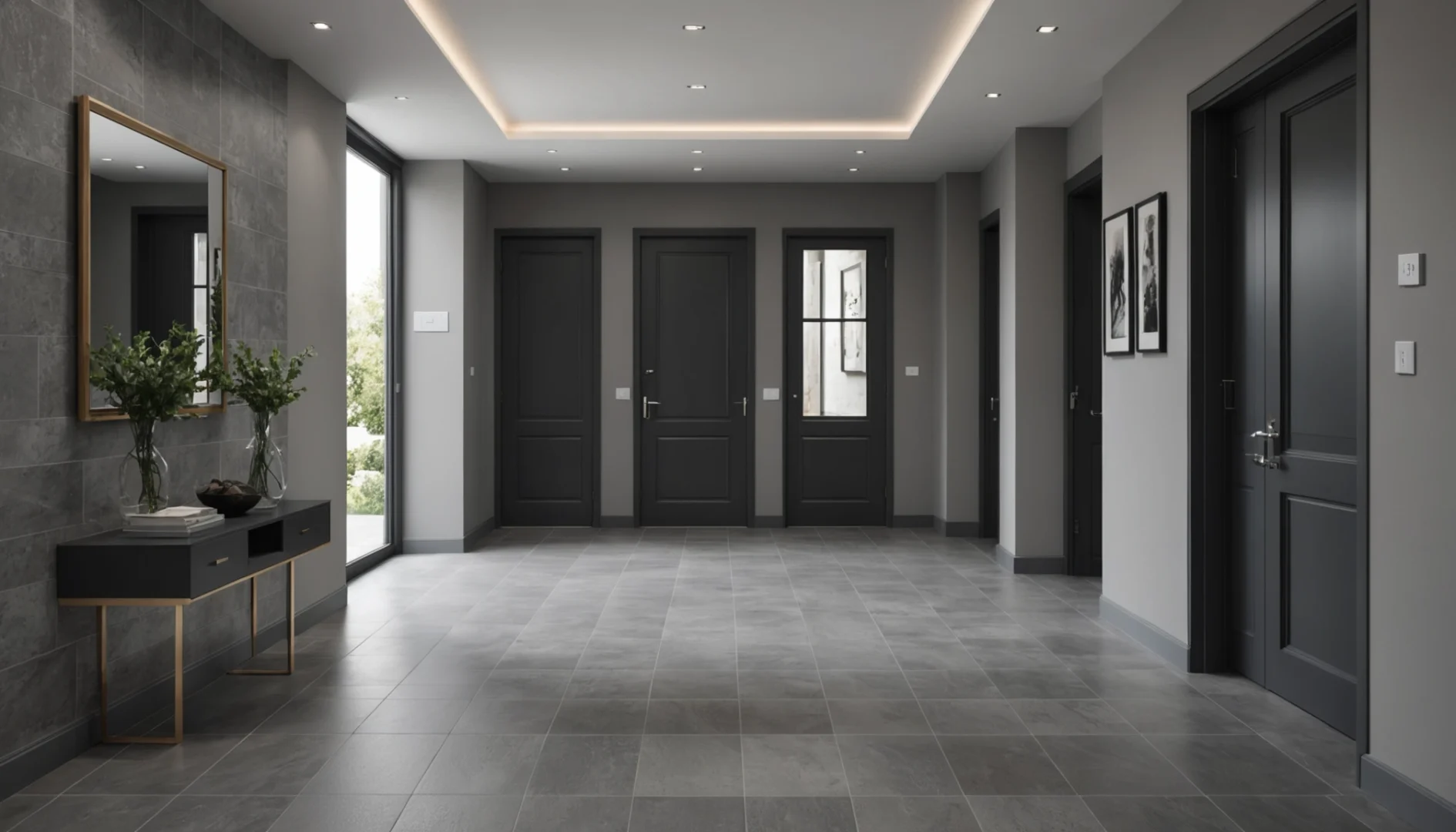 carrelage gris dans le couloir