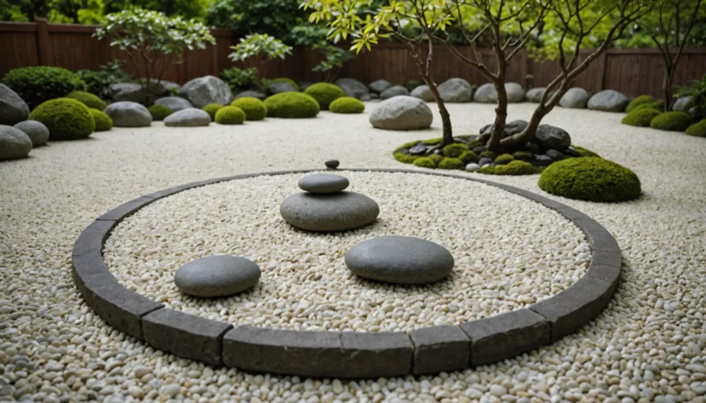 jardin décoré avec des pierres