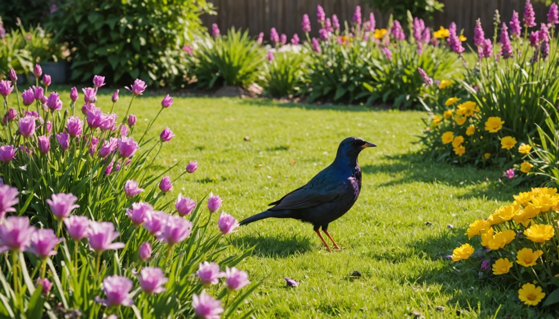 etourneau dans le jardin