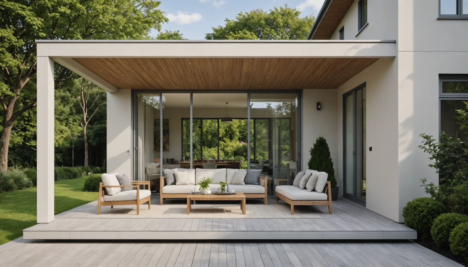 veranda avec mur plein