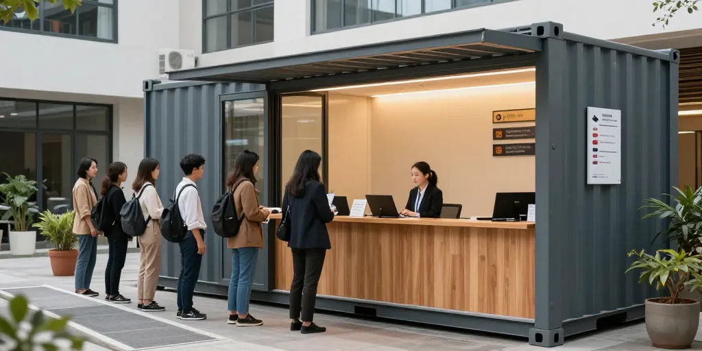 Les containers aménagés au service des administrations et de l'accueil du public