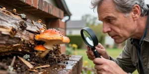 champignon orange sur bois mort