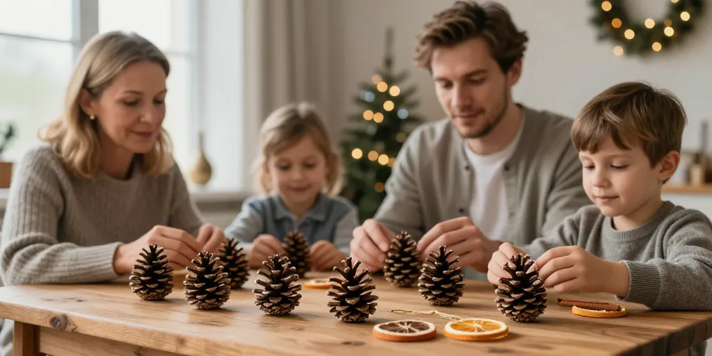 décorations de noel avec pommes de pin