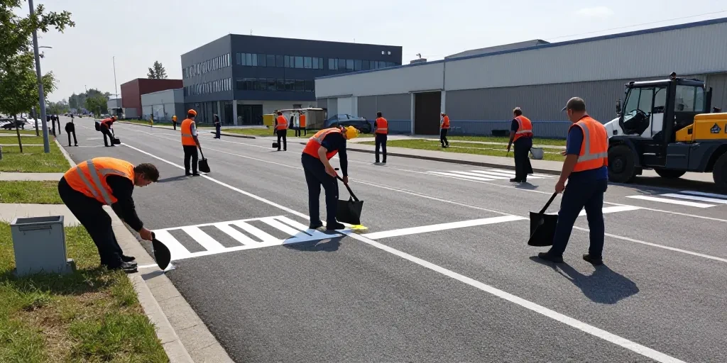 Voirie privée et zone d'activités : les étapes d'un chantier de signalisation horizontale